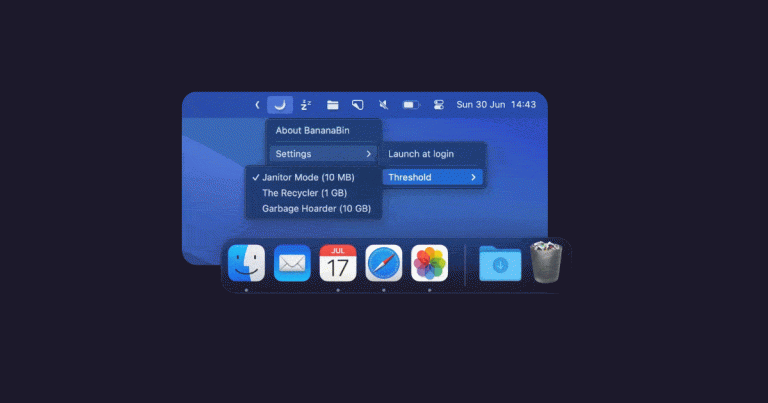 Banana Bin macOS menu bar funny app